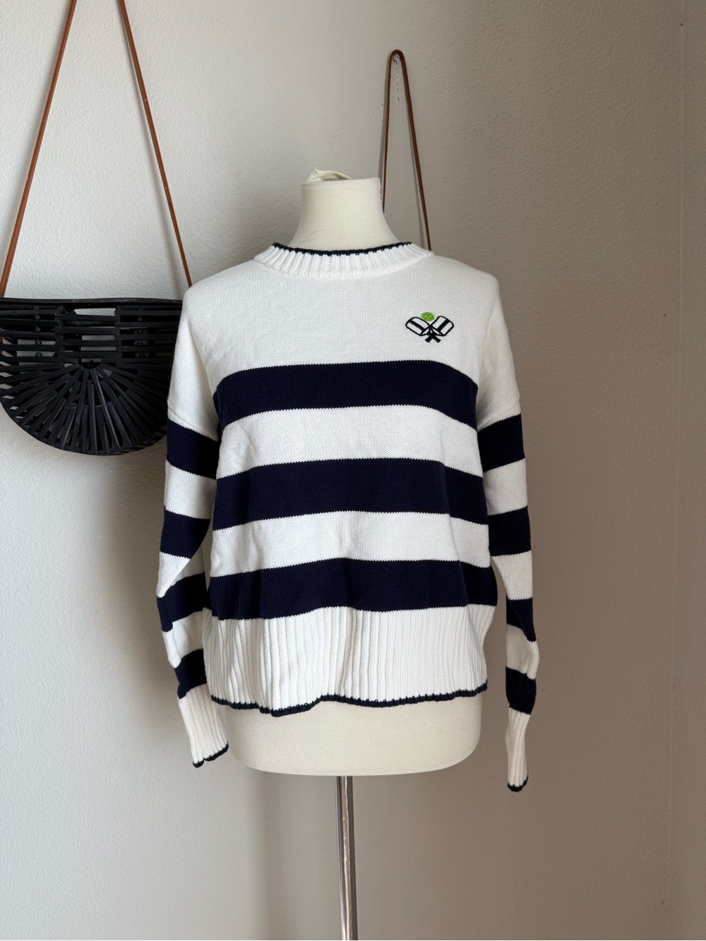 M by Marled Pickleball Stripe Sweater, Size Large